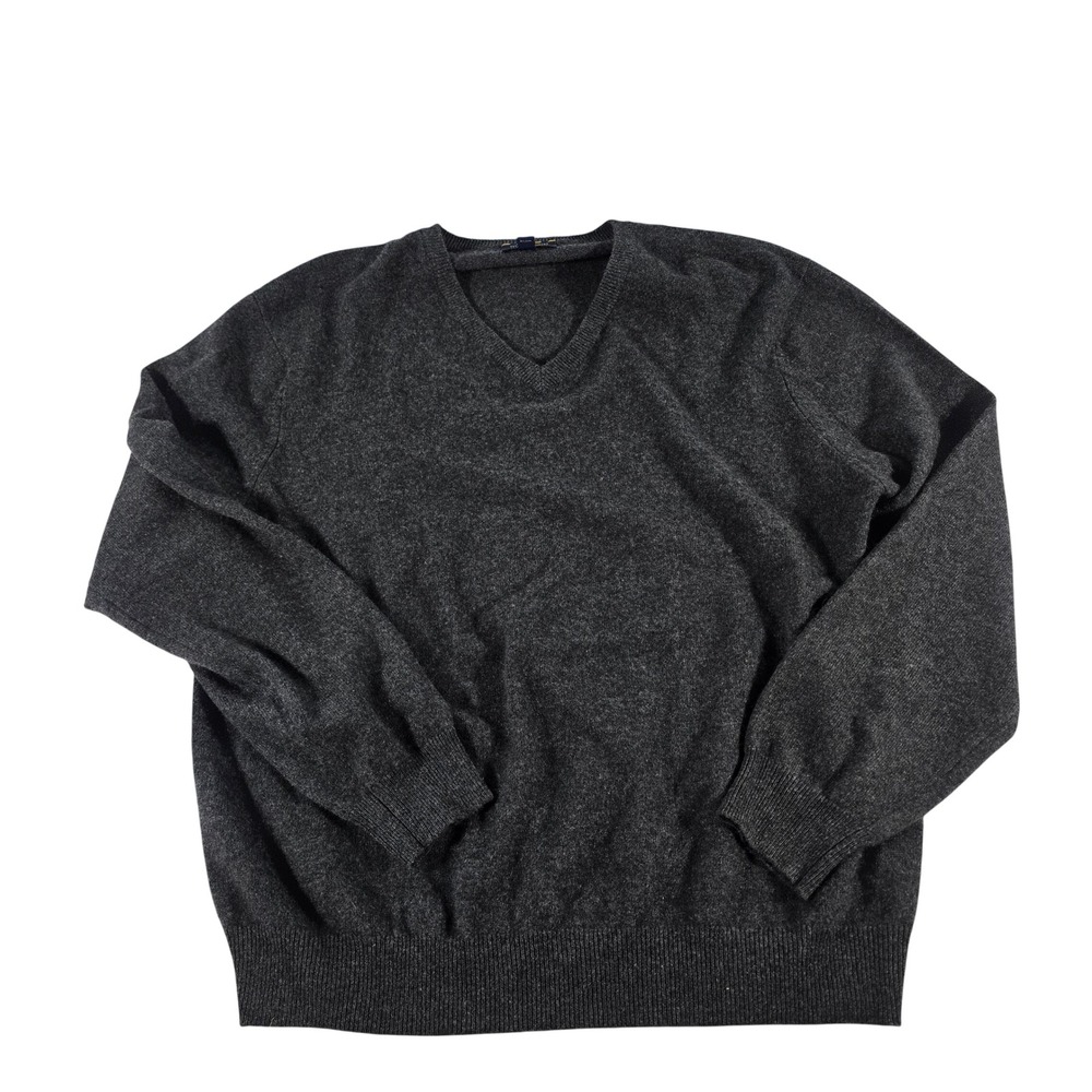 Club Room Estate Cashmere V-Neck Sweater Mens XL Charcoal Grey 100% Cashmere